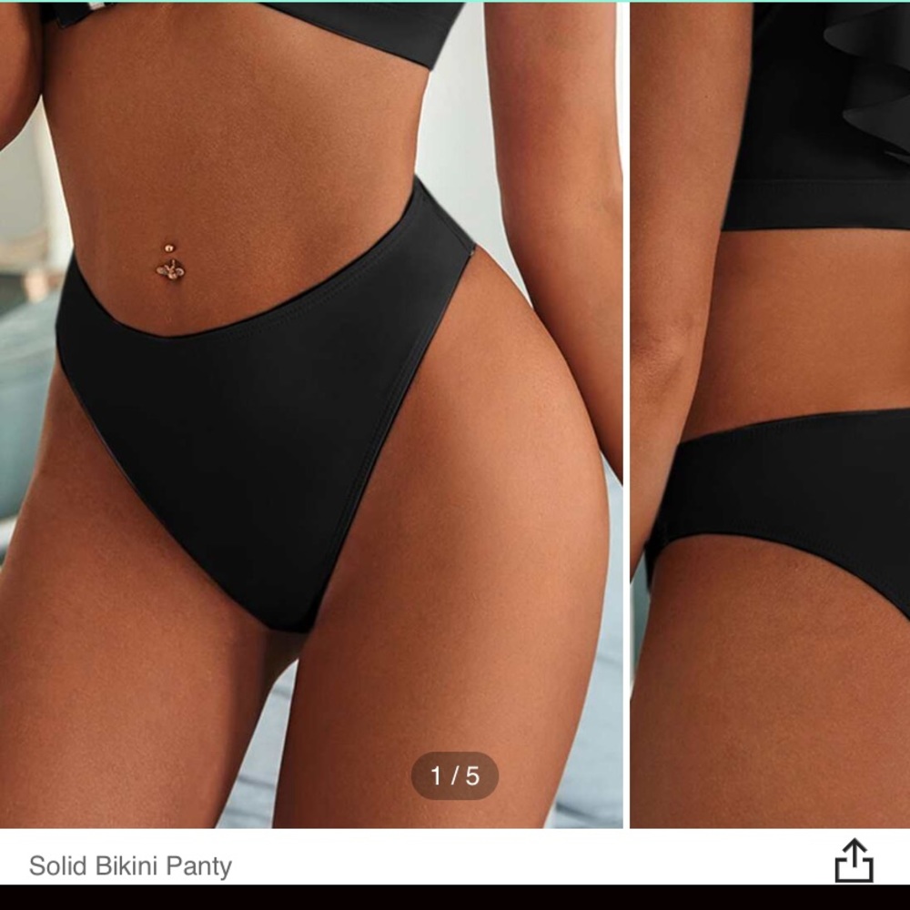 Semi cheeky black bikini bottoms